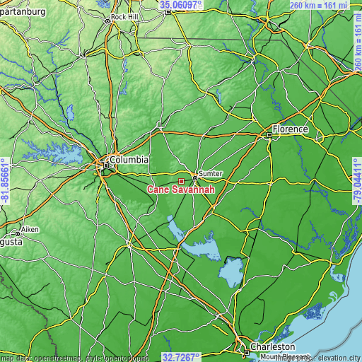 Topographic map of Cane Savannah