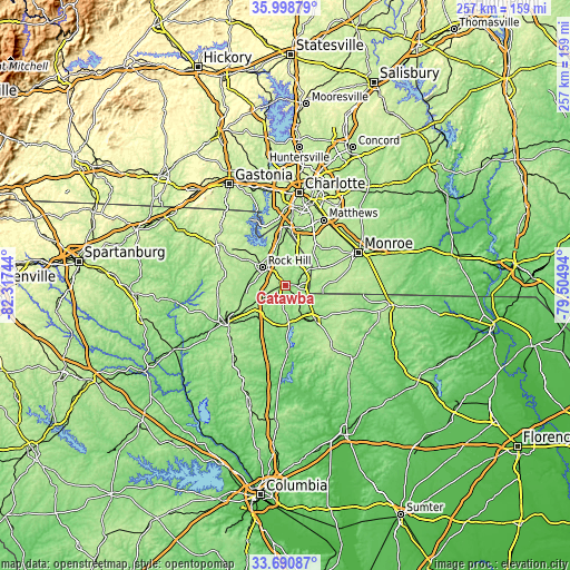 Topographic map of Catawba