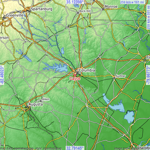 Topographic map of Cayce