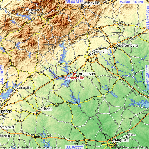 Topographic map of Centerville