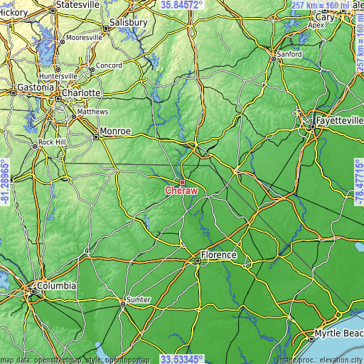 Topographic map of Cheraw