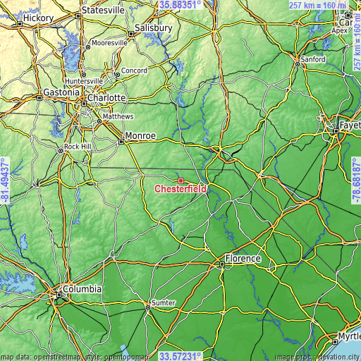 Topographic map of Chesterfield