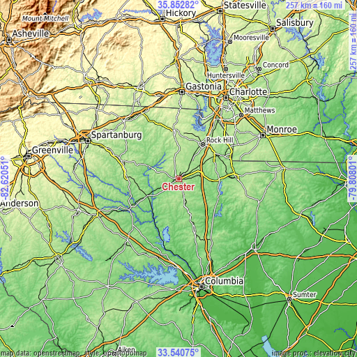 Topographic map of Chester