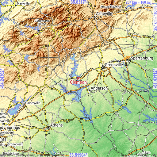 Topographic map of Clemson