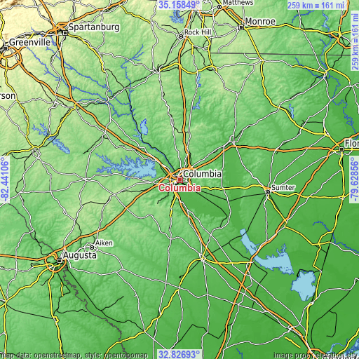 Topographic map of Columbia