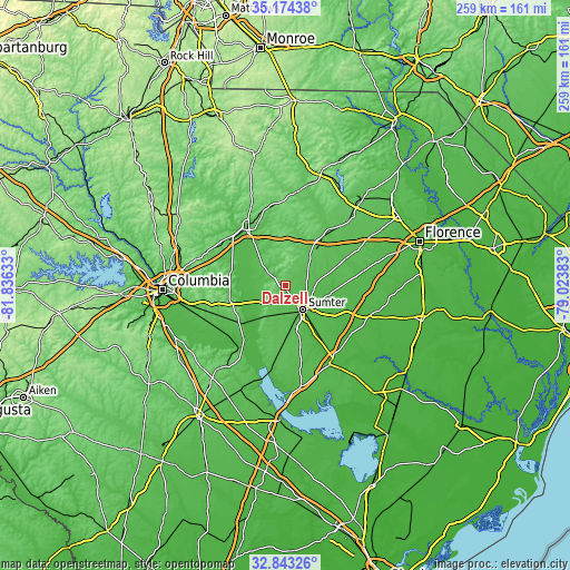 Topographic map of Dalzell