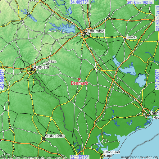 Topographic map of Denmark