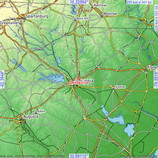 Topographic map of Dentsville