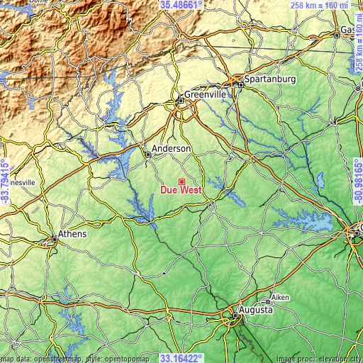 Topographic map of Due West