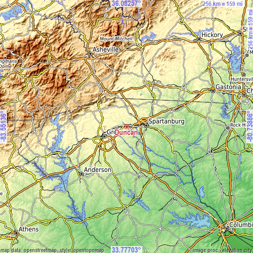 Topographic map of Duncan