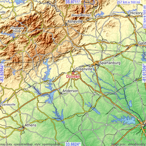 Topographic map of Dunean