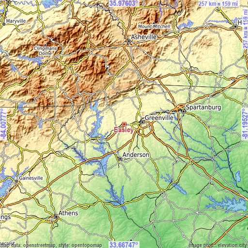 Topographic map of Easley