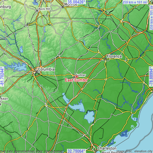 Topographic map of East Sumter