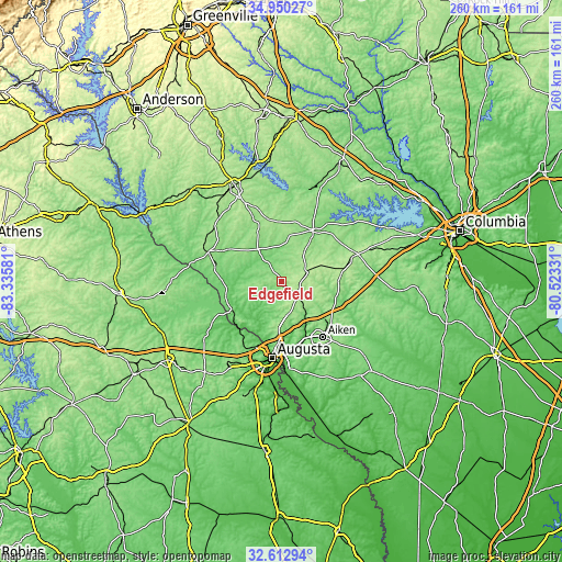 Topographic map of Edgefield