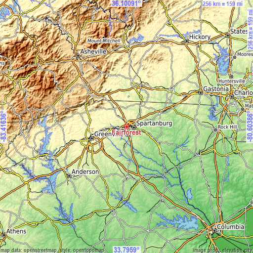 Topographic map of Fairforest