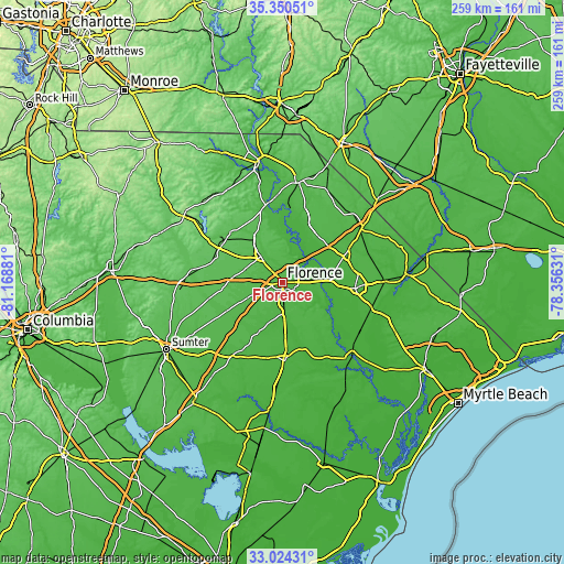 Topographic map of Florence