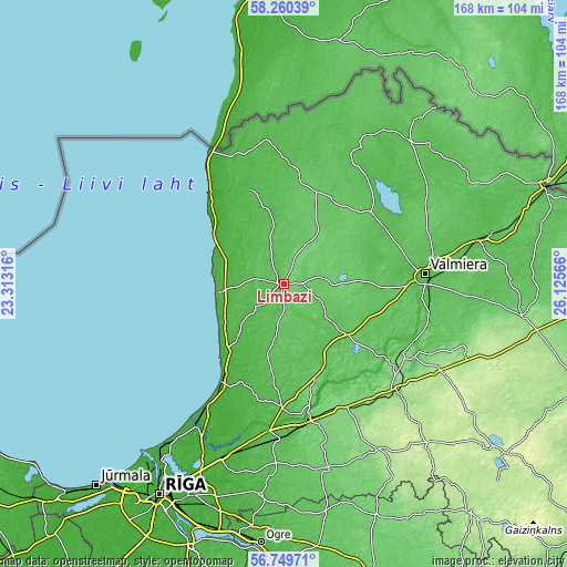 Topographic map of Limbaži