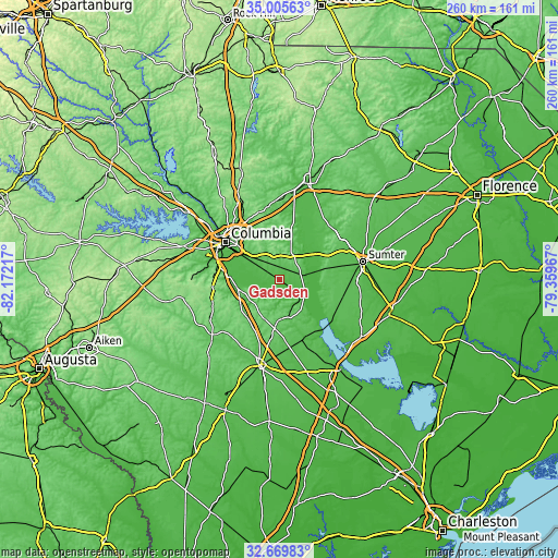 Topographic map of Gadsden