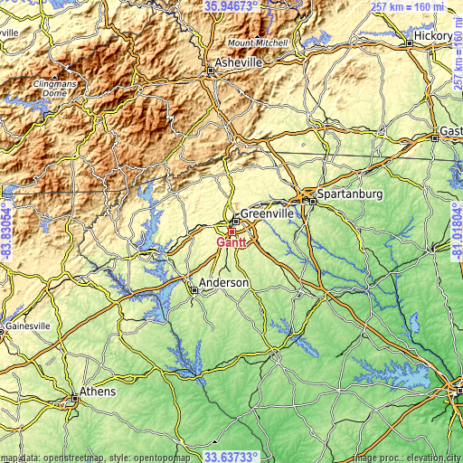 Topographic map of Gantt