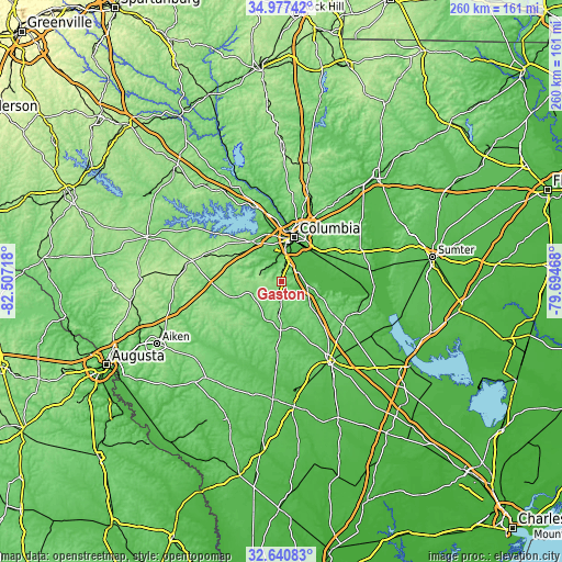 Topographic map of Gaston