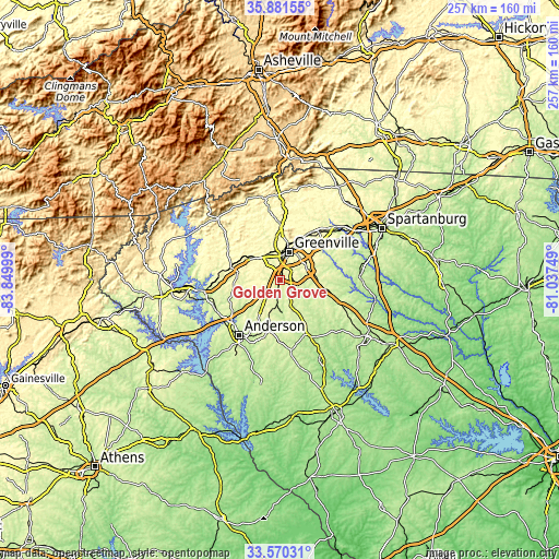 Topographic map of Golden Grove