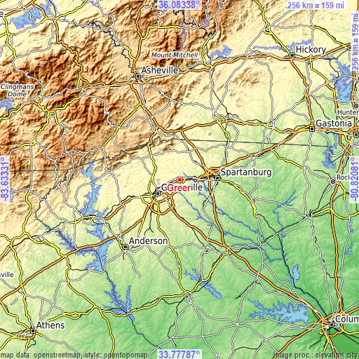 Topographic map of Greer