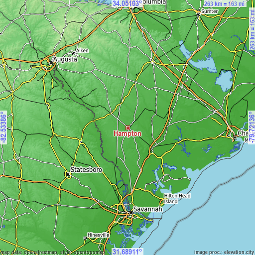 Topographic map of Hampton