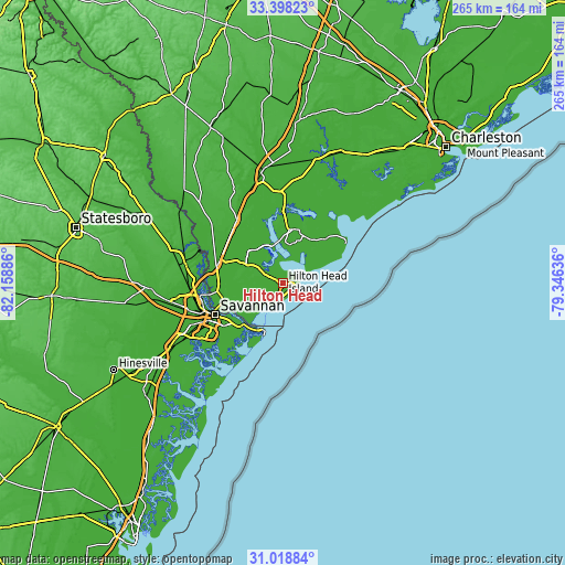 Topographic map of Hilton Head