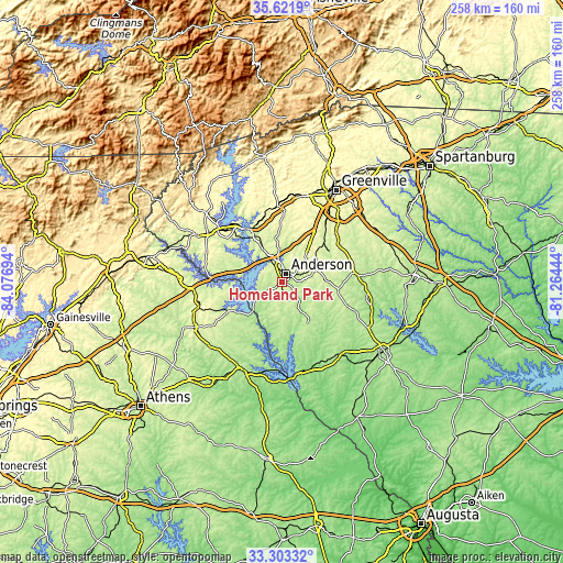 Topographic map of Homeland Park