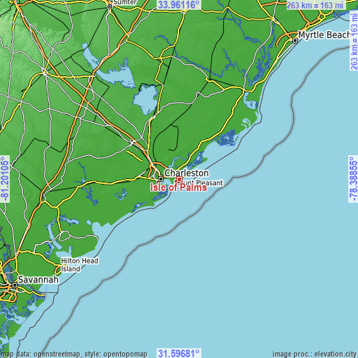 Topographic map of Isle of Palms