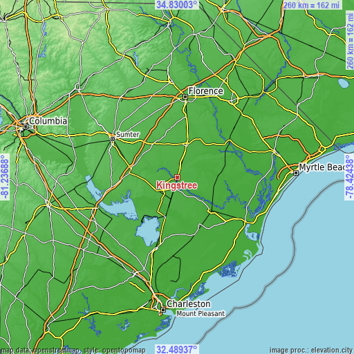 Topographic map of Kingstree