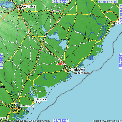 Topographic map of Ladson