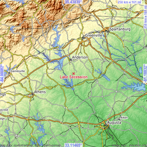 Topographic map of Lake Secession