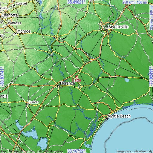 Topographic map of Latta