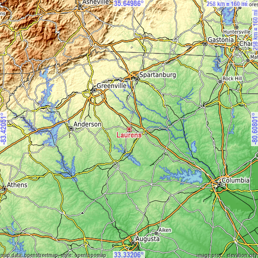 Topographic map of Laurens