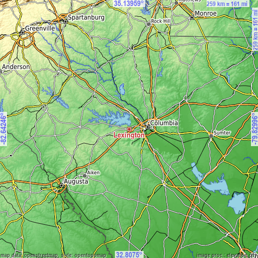 Topographic map of Lexington