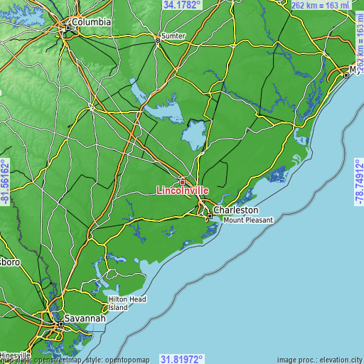 Topographic map of Lincolnville