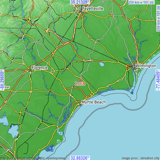 Topographic map of Loris