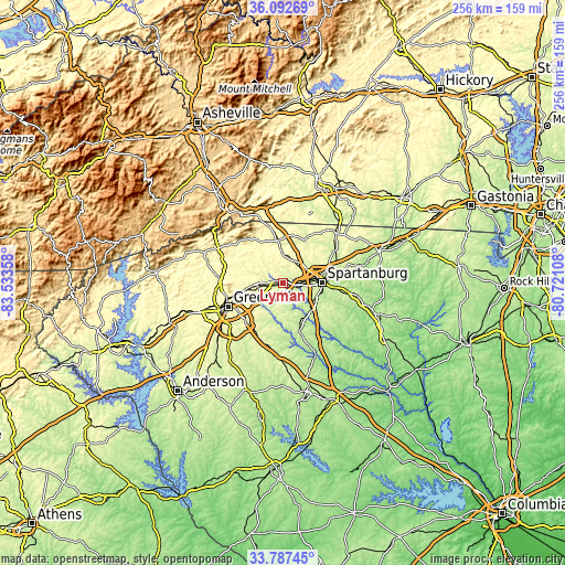 Topographic map of Lyman