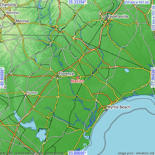 Topographic map of Marion