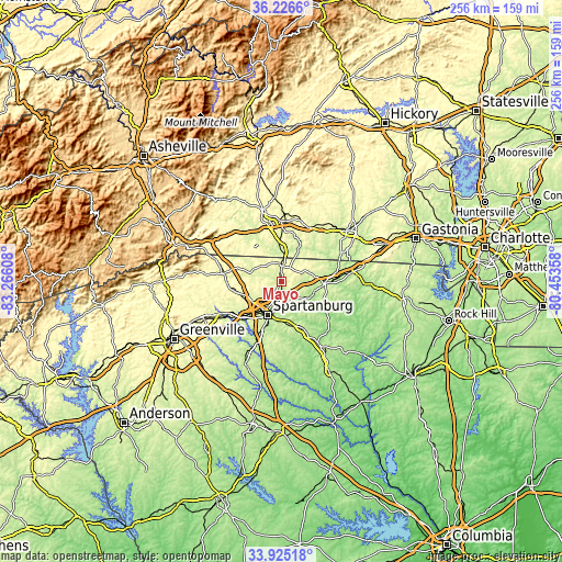 Topographic map of Mayo