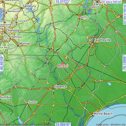 Topographic map of McColl