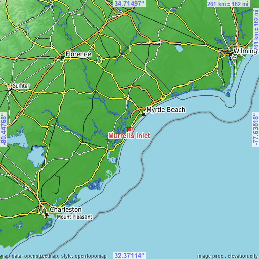 Topographic map of Murrells Inlet