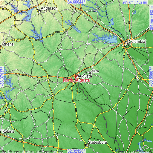 Topographic map of North Augusta