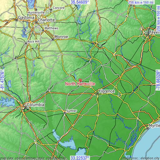 Topographic map of North Hartsville