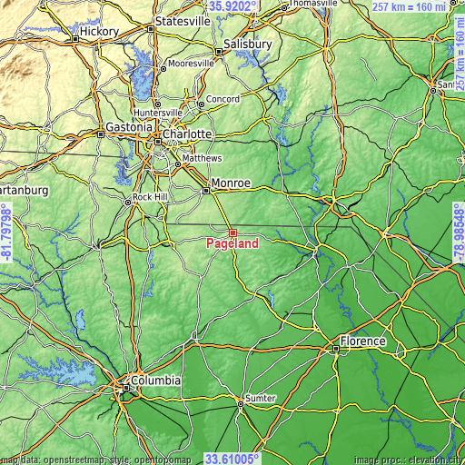 Topographic map of Pageland