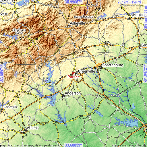 Topographic map of Parker