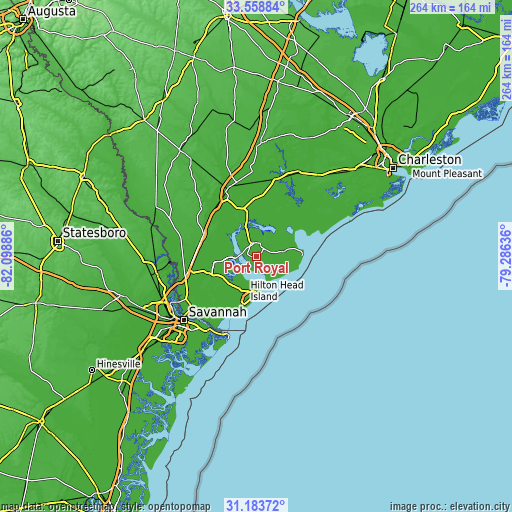 Topographic map of Port Royal