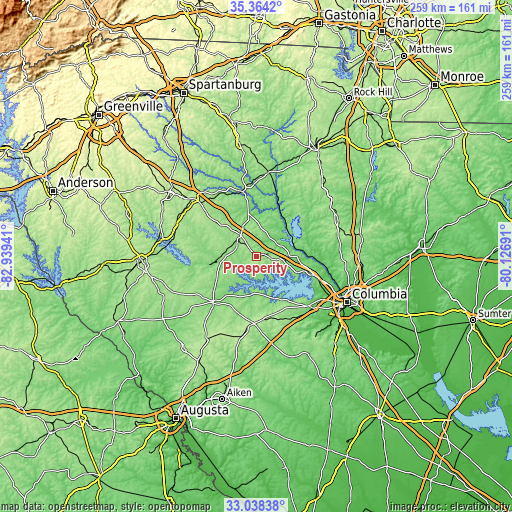 Topographic map of Prosperity