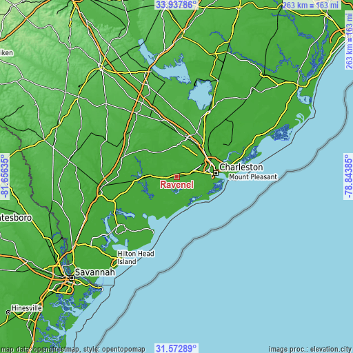 Topographic map of Ravenel